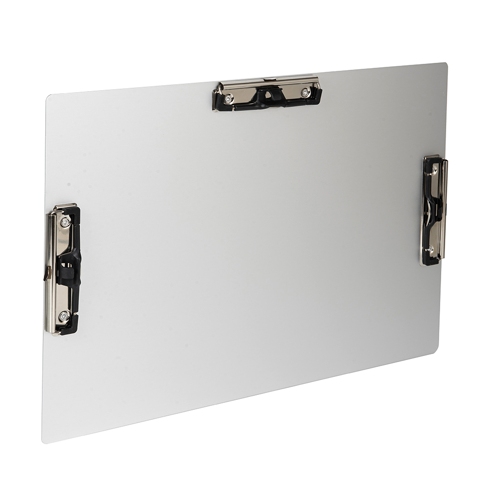 Three Clip Aluminum 11x17 Clipboard Metal Stainless Hangable Clipboards with Pen Holder