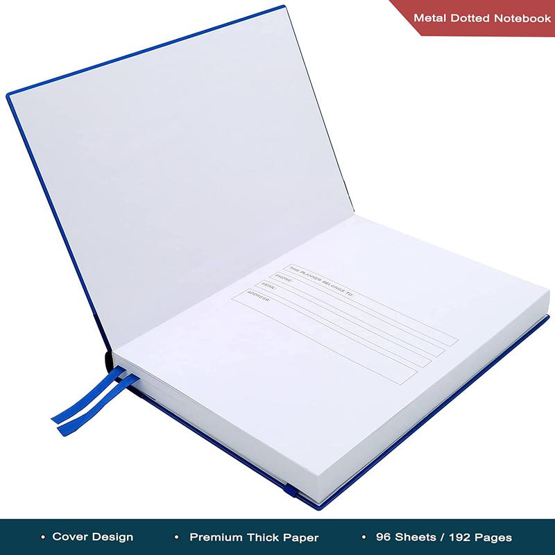 A5 size hardcover Aluminum Metal Cover Notebook with line paper elastic band