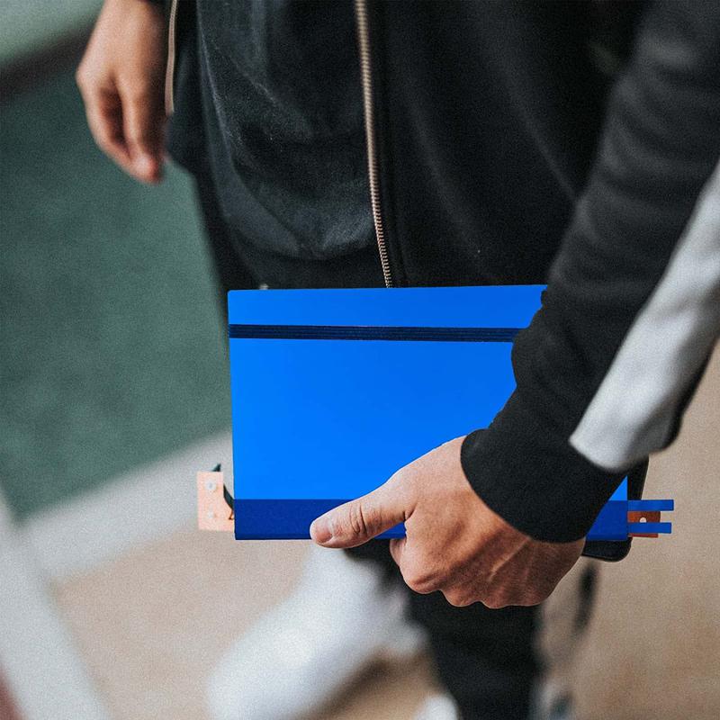 A5 size hardcover Aluminum Metal Cover Notebook with line paper elastic band