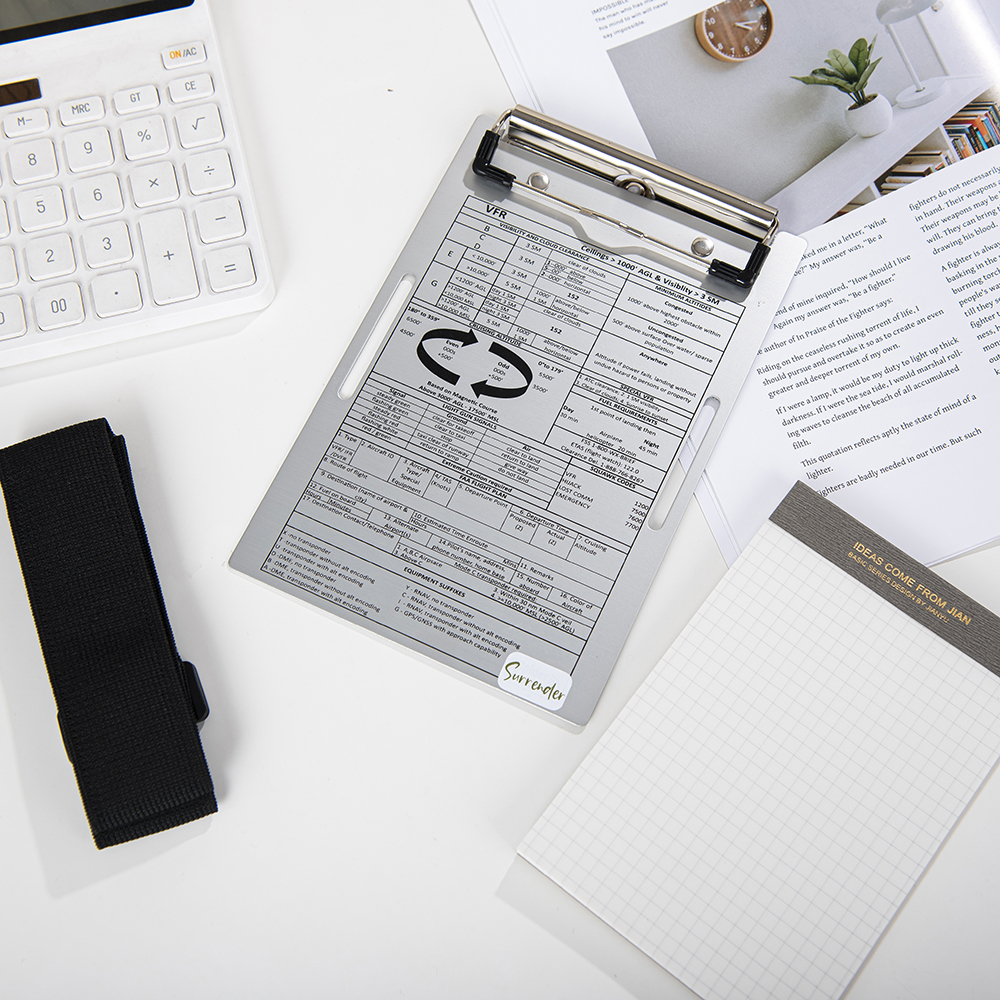 A5A6 size custom printed pilot clipboard with printing and elastic band for pilot and student