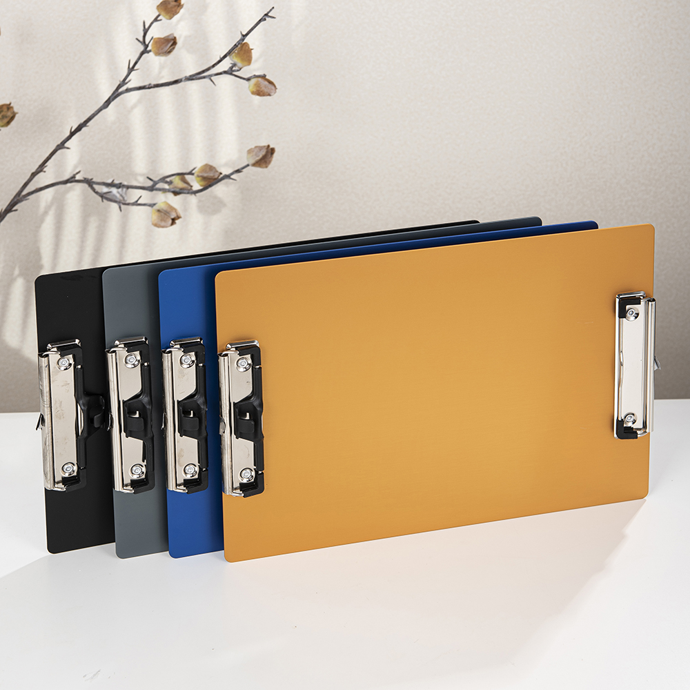 a4 Aluminum Metal Clipboard Sturdy Stainless Hangable with Pen Holder Double Clip Board Size Letter