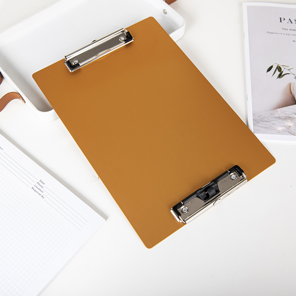 a4 Aluminum Metal Clipboard Sturdy Stainless Hangable with Pen Holder Double Clip Board Size Letter