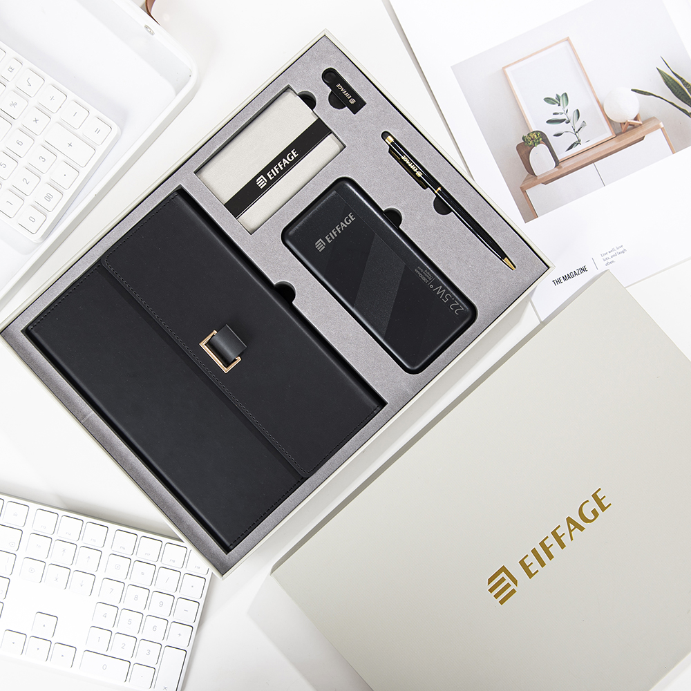 LIUSHUN Custom logo from pu leather notebook with pen and box stationery Gift Set