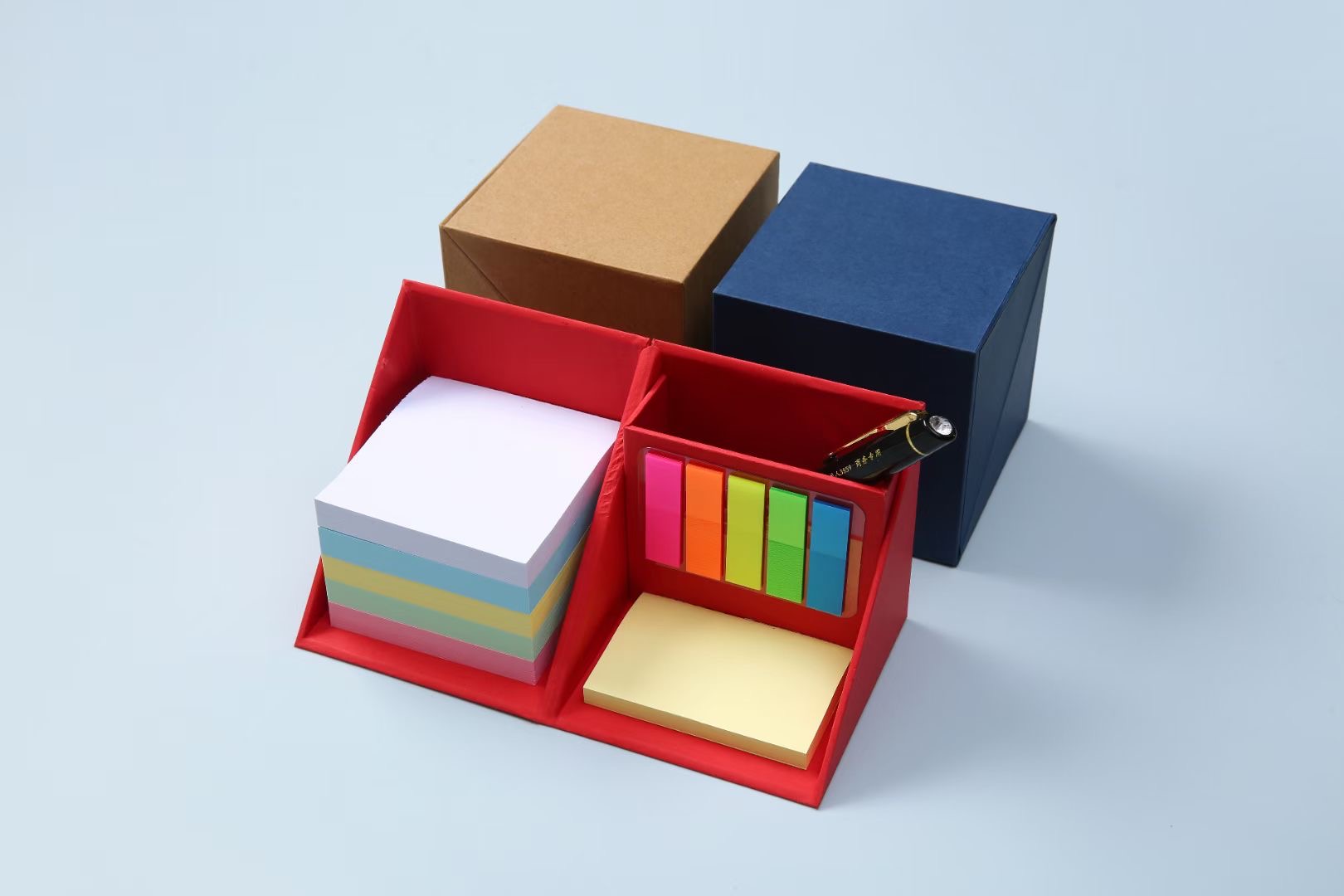 Custom logo Desk pad box packing with notepad and sticky note for office use