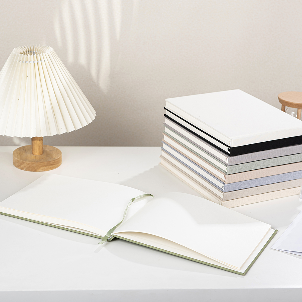A4A5B5 size custom hardcover linen or pu leather guest book/vow book from factory use thick paper