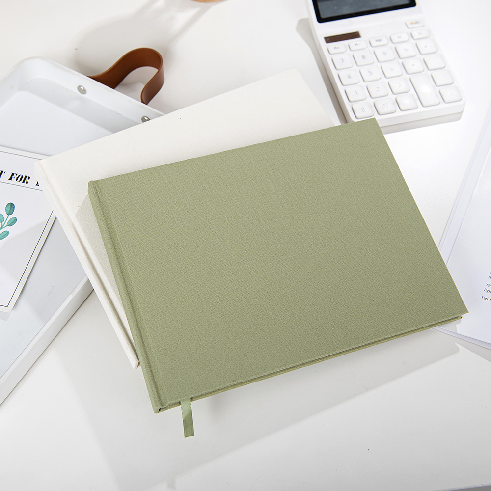 A4A5B5 size custom hardcover linen or pu leather guest book/vow book from factory use thick paper