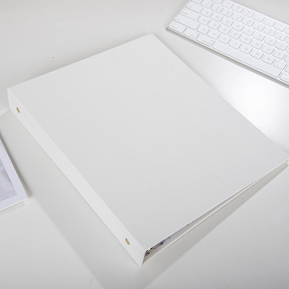 a4 size D OR O shaped ring binder linen or pu leather hardcover file folder with stamping logo