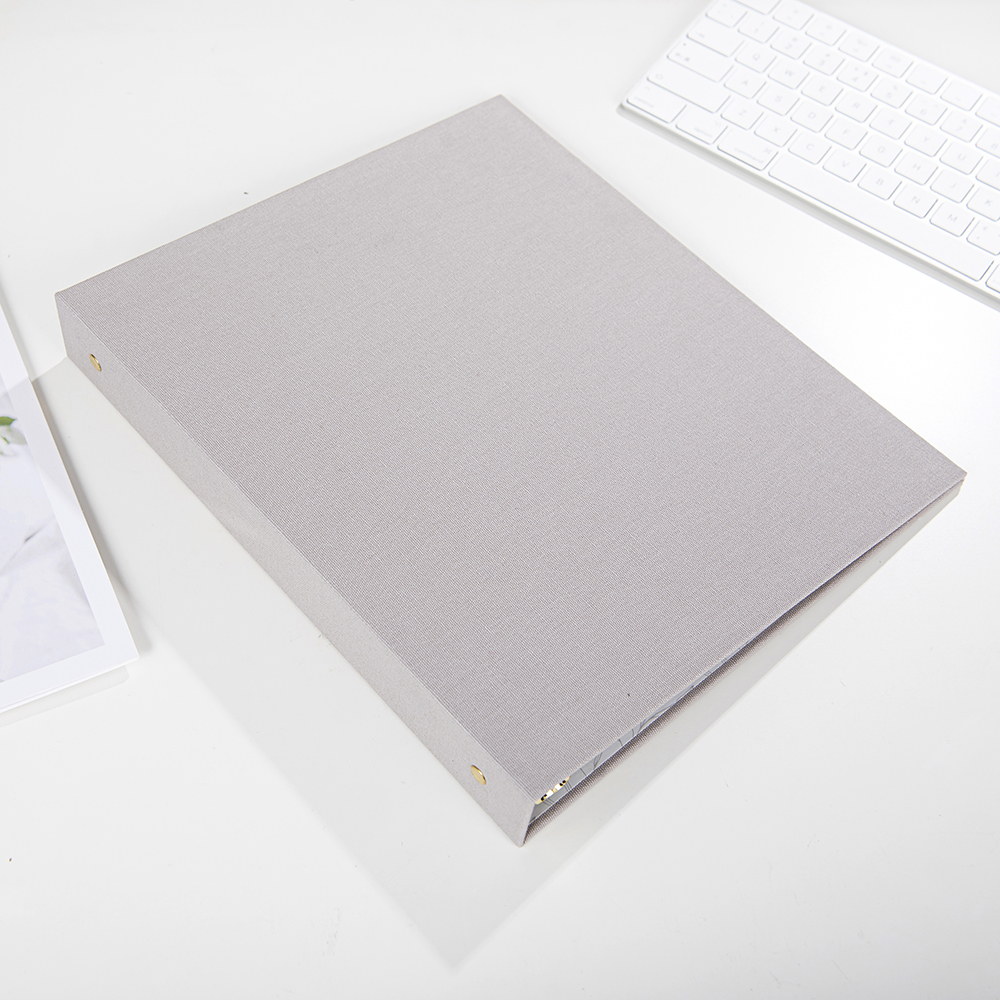 a4 size D OR O shaped ring binder linen or pu leather hardcover file folder with stamping logo