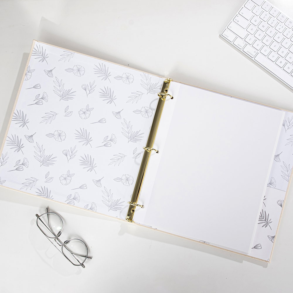 a4 size D OR O shaped ring binder linen or pu leather hardcover file folder with stamping logo